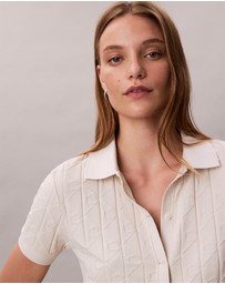 Calvin Klein Jeans - Allover Monogram Logo Jacquard Polo Top