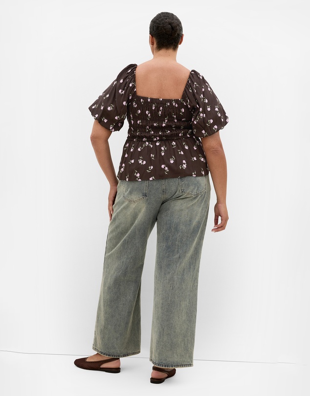 City Chic - Plus size Aire Field Print Top - chocolate