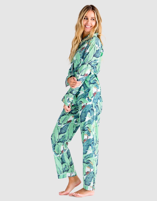 Sant And Abel - Women's Martinique® Green Banana Leaf Long PJ Set