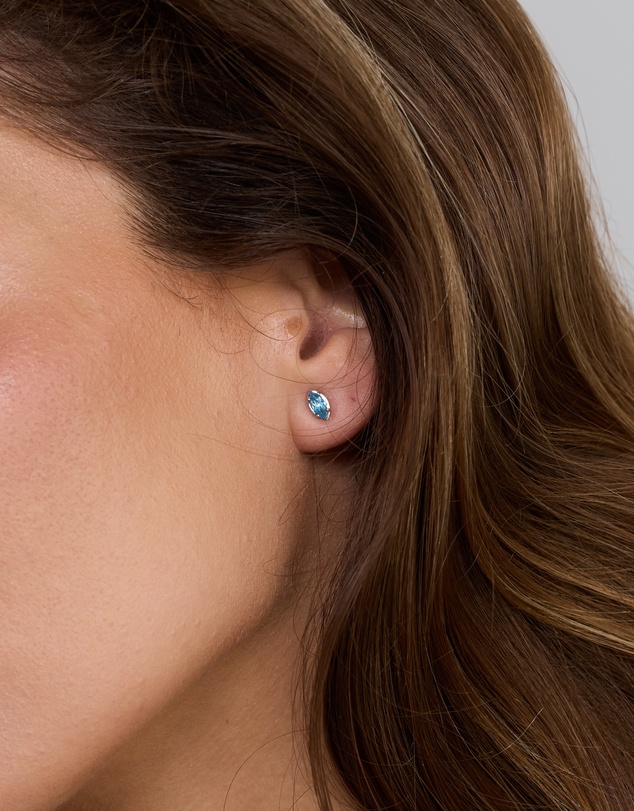 Michael Hill - Marquise-Cut Swiss Blue Topaz Stud Earrings in Sterling Silver