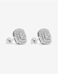 Michael Hill - 0.65 Carat TW Cushion Shaped Diamond Cluster Stud Earrings in 10kt White Gold