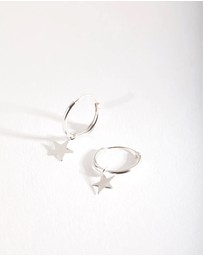Lovisa - Sterling Silver Plain Star Dangle Hoop Earrings