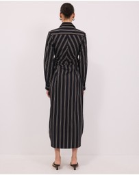 Calli - Mira Midi Stripe Ruched Waist Shirt Dress