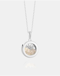 Rachel Jackson - Small Deco Sun Amulet June Birthstone Silver Rainbow Moonstone Necklace (Wisdom & Luck)