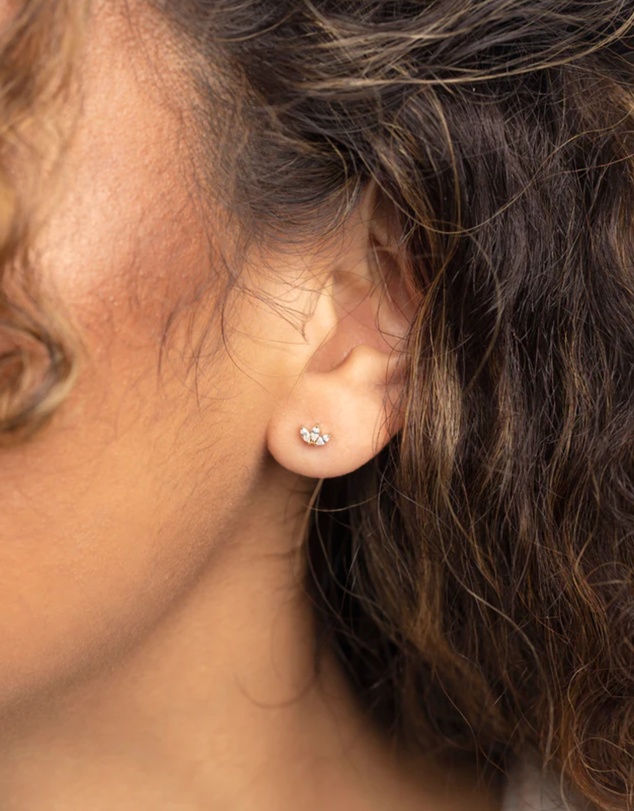 Lovisa - Gold Plated Sterling Silver Cubic Zirconia Leaf Stud Earrings