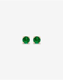 Michael Hill - Round Green Created Emerald Birthstone Stud Earrings in 10kt Yellow Gold