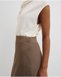 Country Road - Wool Blend Midi Tailored Skirt