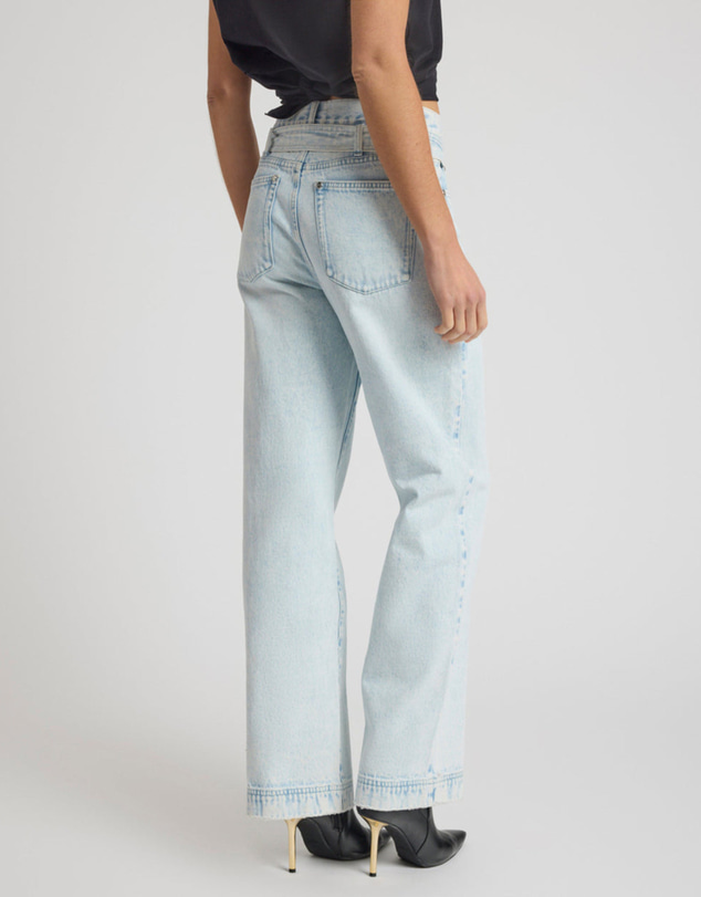 ONE TEASPOON - Jackson Belted Mid Waist Wide Leg Denim Jeans - Beach Blue