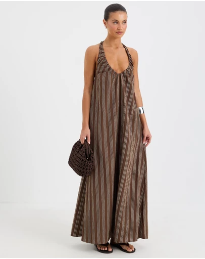 Calli - Halle Halter Stripe Maxi Dress