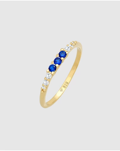Elli Jewelry - Sapphire Band Ring in Gold-Plated 925 Silver