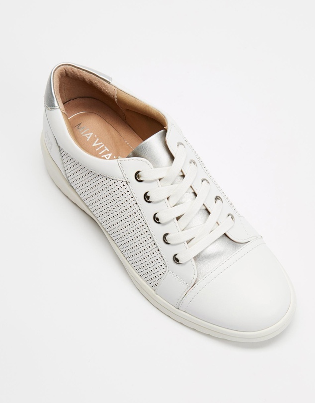 Mia Vita - Belinda Lace-Up Casual Sneaker - White Laser