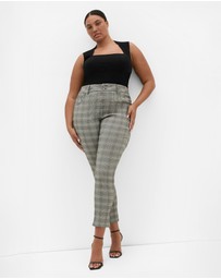 City Chic - Plus size Bengaline Check Pant - black