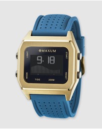 Maxum - Raglan Tide Watch – Gold Case, Black Dial & Blue Silicone Strap