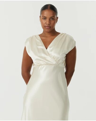 Third Form - Satin Cross Over Gather Dress