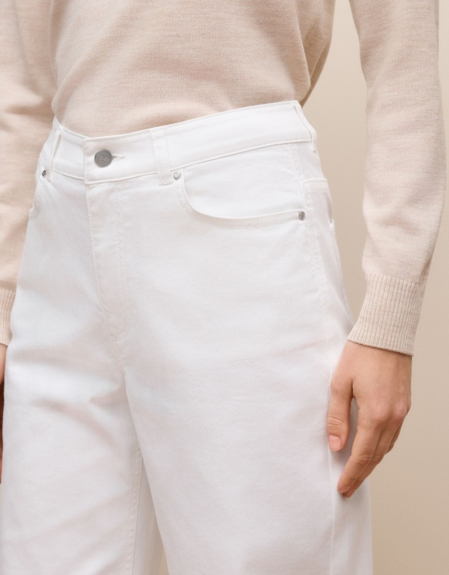 Trenery - Cotton Blend Wide Leg Jean in White