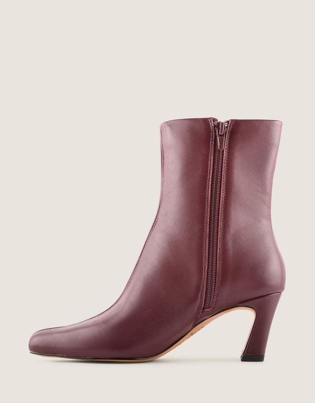 Shelly Shen - Atlas Heel Ankle Boots Burgundy Leather