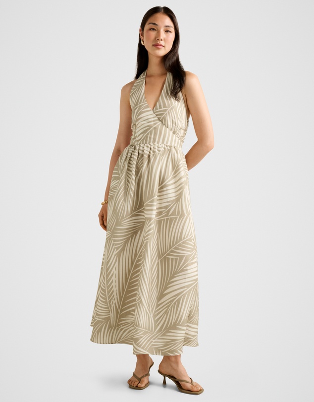 Forever New - Lilian Wrap Linen Halter Neck Midi Dress