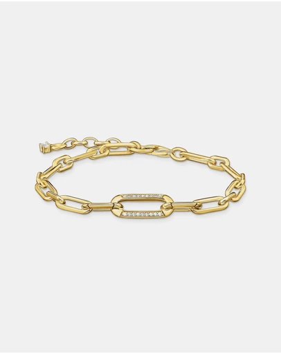 THOMAS SABO - Golden Link Bracelet with Anchor Element and Zirconia