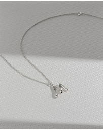 Wanderlust + Co - Alphabet Bubble Silver Necklace - Letter M