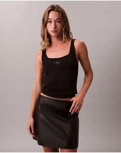 Calvin Klein Jeans - Monologo Rib Scoop Neck Tank Top