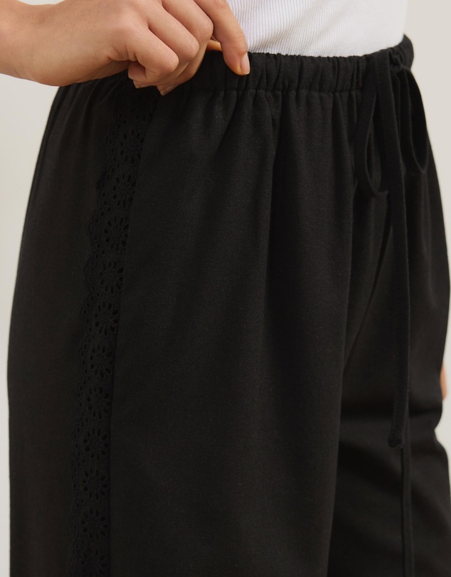 Atmos&Here - Lucy Broderie Trim Linen Blend Pants