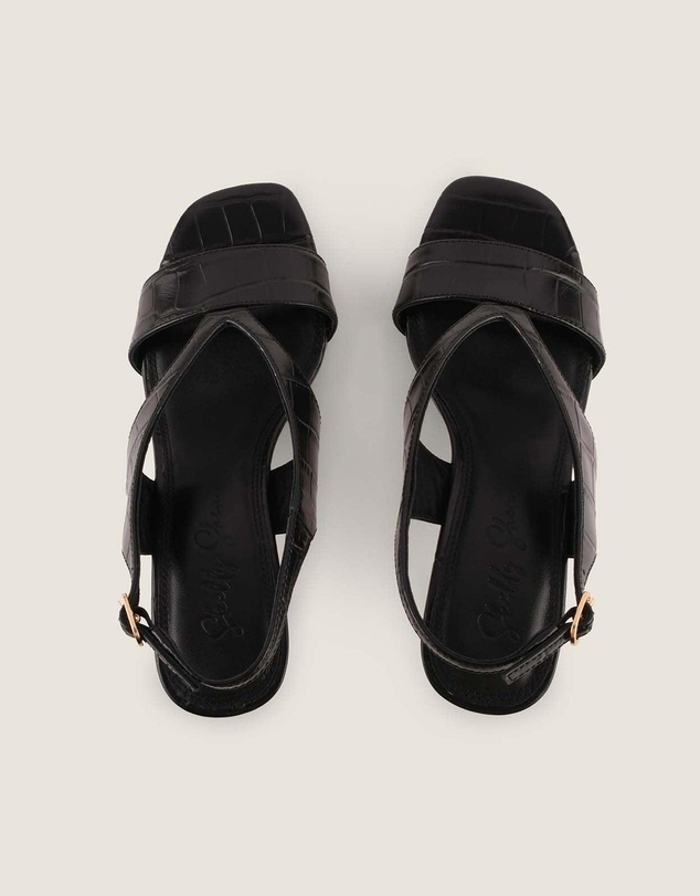 Shelly Shen - Bronte High Sandals Black Croc