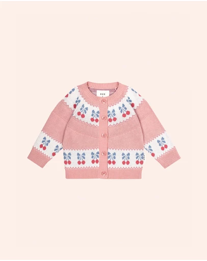 Huxbaby - Folk Cherry Bow Cardigan - Babies-Kids