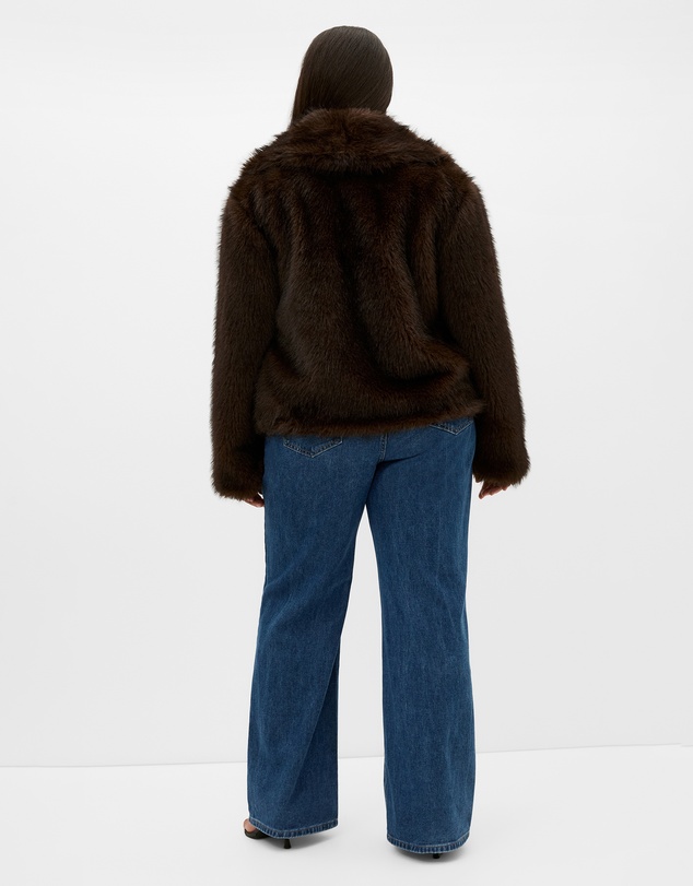City Chic - Plus size Faith Faux Fur Jacket - espresso