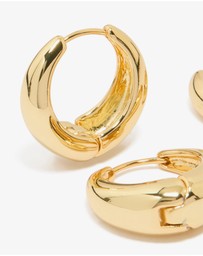 Lovisa - Gold Plated Thick Small & Large Huggie Earrings 2-Pack