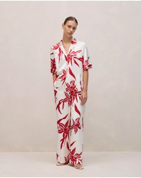 Trenery - Wild Iris Satin Relaxed Pant in White