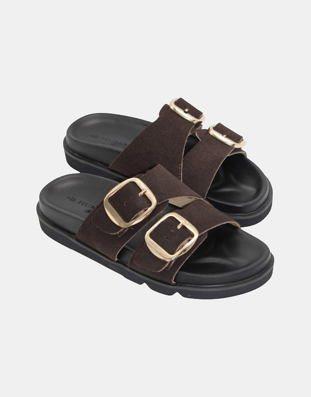 Human - Women's Ruby Slide Sandals Choc Suede