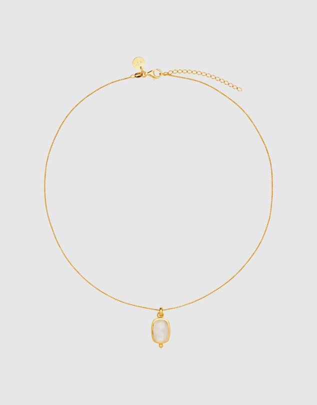 Najo - Fleur Yellow Gold Rainbow Moonstone Necklace (45cm+ext)