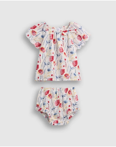 GAP - Short Sleeves Woven Tie Neck Set - Babies