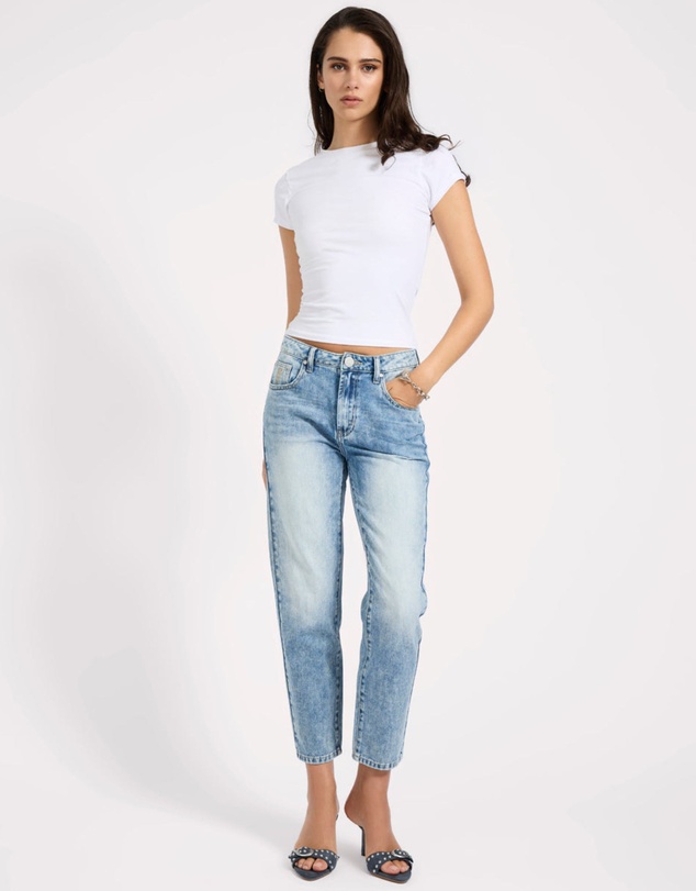 ONE TEASPOON - Slims High Waist Cropped Slim Fit Denim Jeans - Sunset Blue
