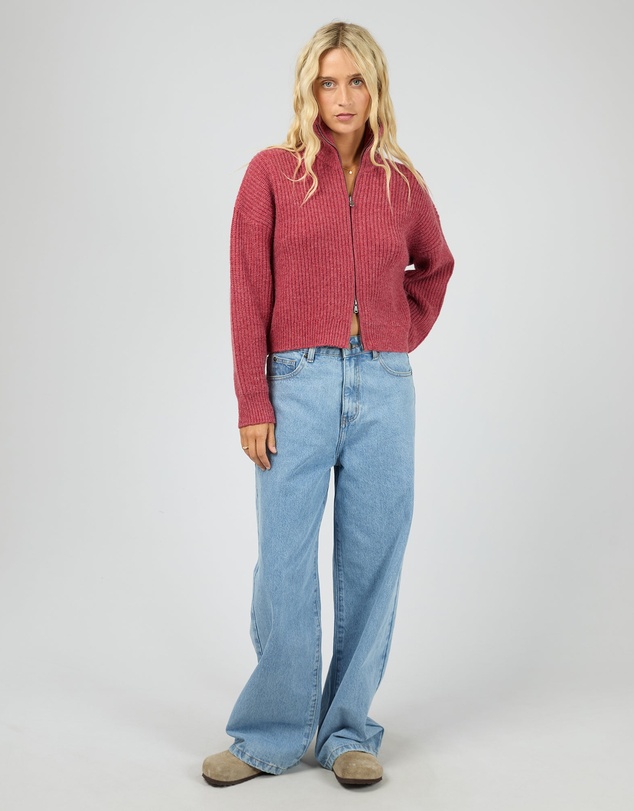 All About Eve - Bridie Knit Zip Through Berry