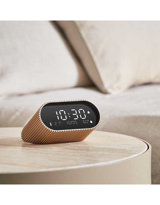 Lexon - Lexon Ray Clock Lcd Alarm Clock With Temperature / Humidity Display - Gold
