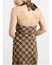 Insight - Kiera Ruched Check Halter Maxi Dress