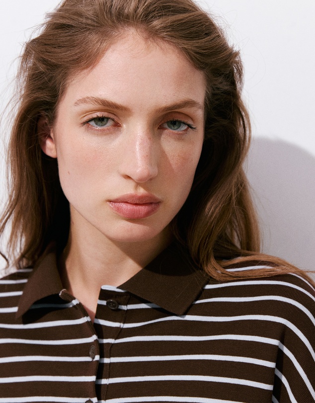 M.N.G - Contrasting Stripes Cotton Polo Shirt