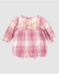 Fox & Finch - Tutu Tigers Check Embroidered Romper
