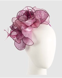 Max Alexander - Pink Wine Organza Flower Fascinator