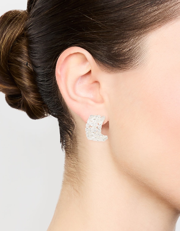 Lovisa - Silver Plated Cubic Zirconia Marquise Center Strap Hoop Earrings