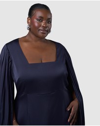 Pink Dusk by Curve Project - Sultry Satin Cape Dress