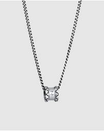 Kuzzoi - ICONIC EXCLUSIVE - Necklace Men's Ring Element Basic in 925 Sterling Silver Oxidised
