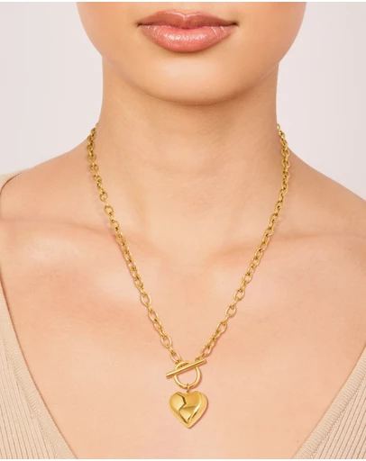 Lovisa - Waterproof Gold Plated Stainless Steel Chunky Heart T&O Necklace