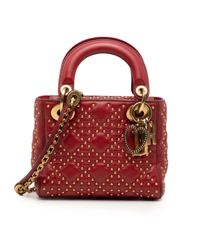 Pre-Loved by Azura Reborn - Pre-Loved Mini Lambskin Cannage Studded Supple Lady Dior