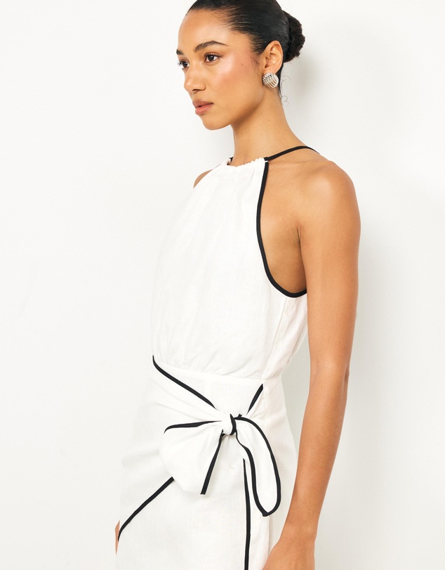 AERE - Lumi Contrast Bind Linen Mini Dress