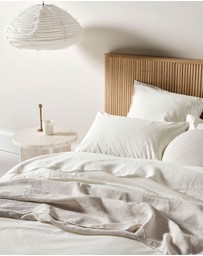 Aura Home - Evie Stonewash Organic Cotton Quilt Cover in Cloud White