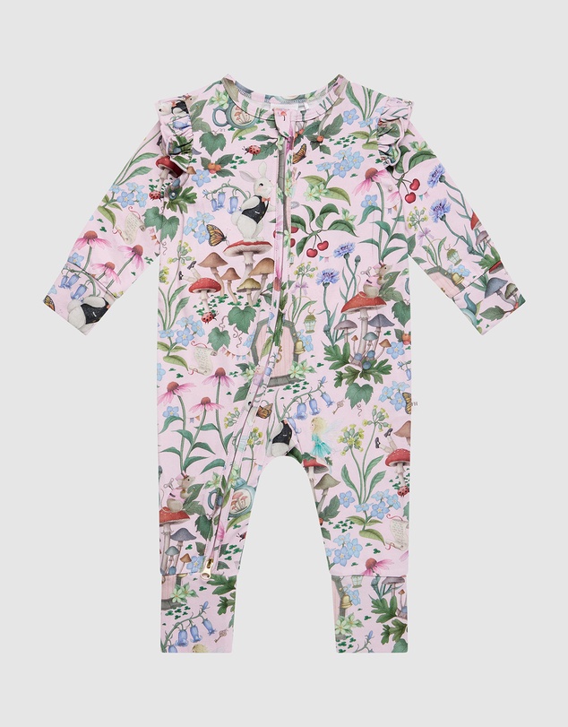 Fleur Harris - 'Enchanted Flowers Party' Precious Frill Coverall in Sugar Pink