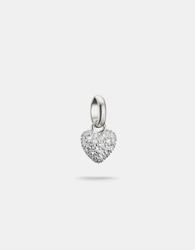 THOMAS SABO - Silver-Plated Heart Charm with Prong-Set White Zirconia
