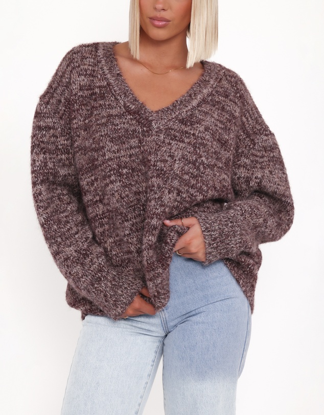 Petal & Pup - Libby Oversized Sweater - Brown Marle